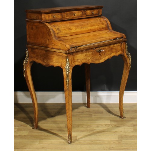 525 - A contemporary Louis XV style gilt metal mounted bureau de dame, 102.5cm high, 80cm wide, 54cm deep