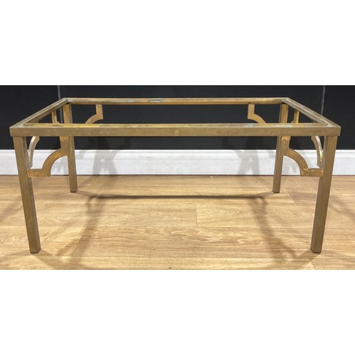 526 - A lacquered brass cabinet stand or table base, 40.5cm high, 90.5cm wide, 46cm deep