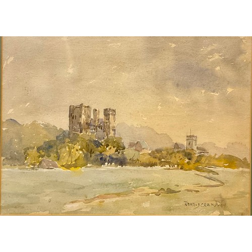 612 - Ronald Crampton (1905 - 1985)
Village with Castle Ruins
signed, watercolour, 25.5cm x 35cm