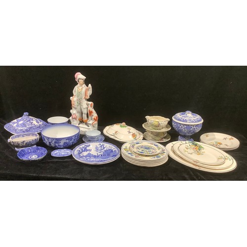 641 - A Victorian Staffordshire flatback, The Gamekeeper, 39cm; a set of six Mason's Regency pattern dinne... 