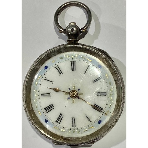 737 - A late 19th century Swiss silver fob watch