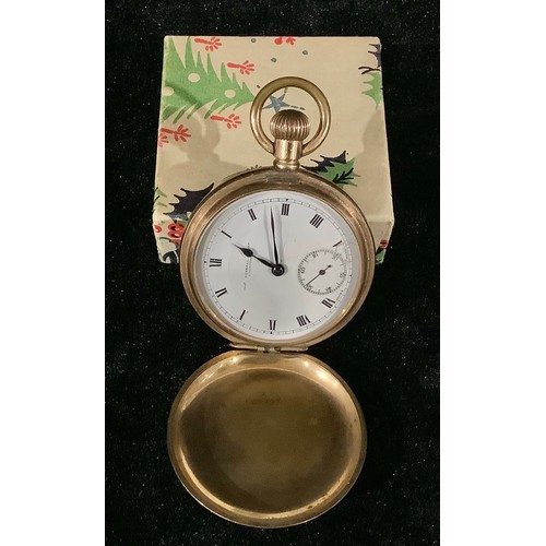 738 - A gold plated hunter pocket watch, Thomas Russell, Liverpool, c.1930