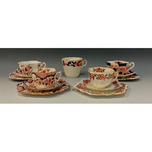 2 - Wileman and co 'Japan' pattern, no.3632, jubilee flute moustache cup, c.1886; a group of four tea cu... 