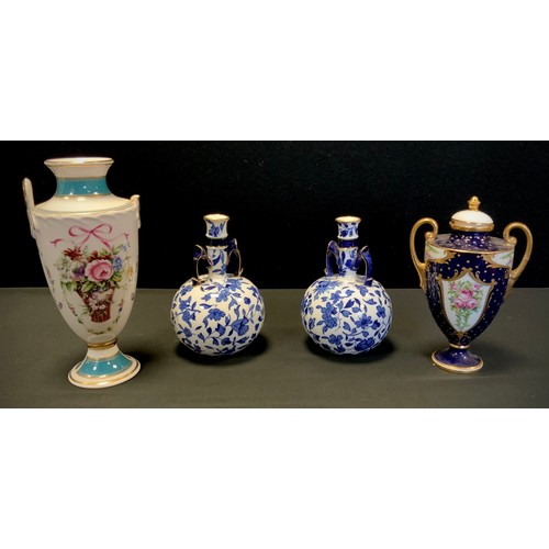 13 - Minton - A pair of Minton globular twin handled vases, 14cm high; etc (4)