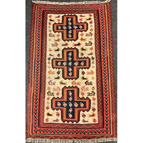 129 - A North west Persian Senneh Kilim rug, 165cm x 100cm.