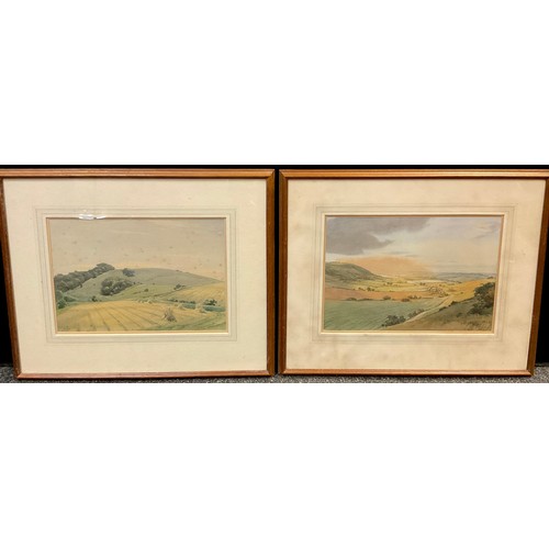 139 - C W Taylor, a pair, Church Hill from Muntham & Black Patch, signed, watercolours, 26cm x 37cm (2)