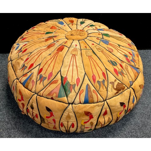 152 - An Egyptian leather Pouffe, 40cm high x 90cm diameter.