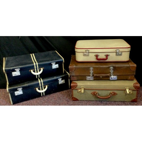 186 - Vintage Suitcases/Luggage inc Revelation brown leather, Canvas, Cheney etc, (5)