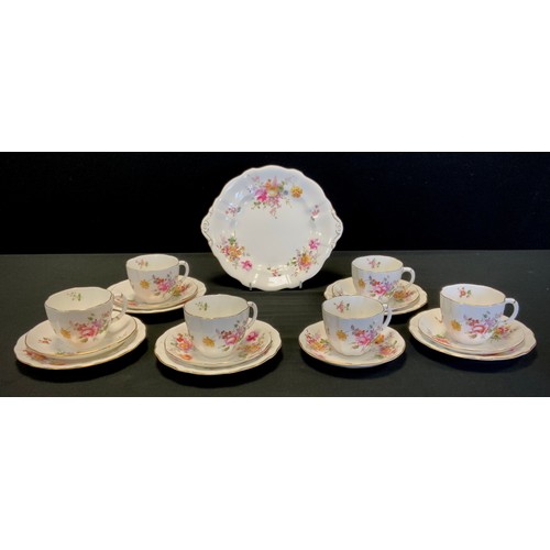 212 - Royal Crown Derby - posies pattern tea set for six inc cups, saucers, side plates etc