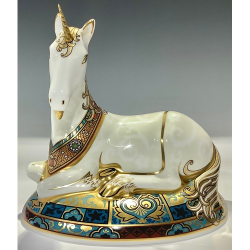 3 - A Royal Crown Derby paperweight, Unicorn, specially designed by Louise Adams to celebrate the New Mi... 