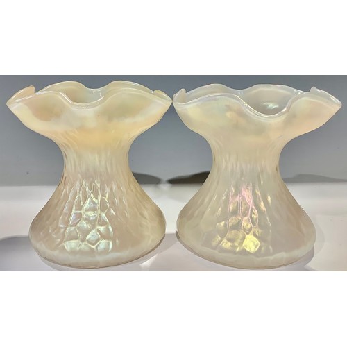 5 - A pair of Art Nouveau opalescent glass vases, 11cm high, c.1905