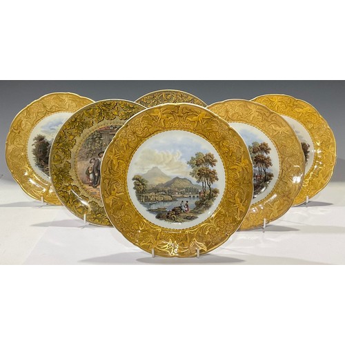 8 - A collection of six 19th century Prattware cabinet plates, various subjects (6)