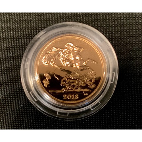 741 - An Elizabeth II gold Sovereign, 2018, proof cased, 8g