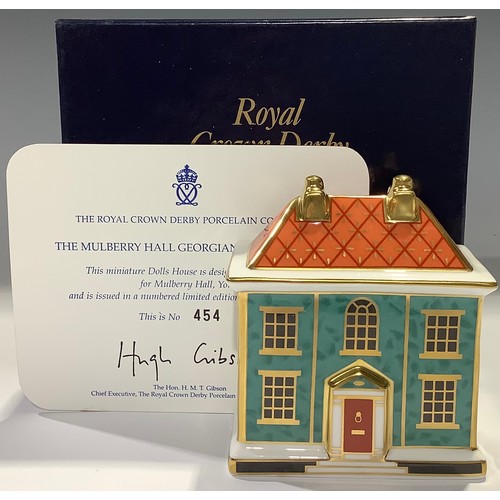 38 - A Royal Crown Derby miniature model house, The Mulberry Hall Georgian Dolls House, designed exclusiv... 