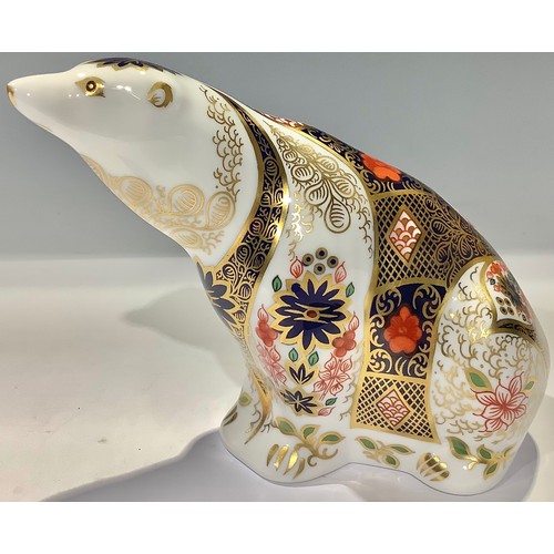 41 - A Royal Crown Derby paperweight, Imari Polar Bear, an exclusive signature edition of 500 for Goviers... 