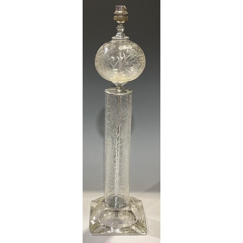 51 - A mid 20th century cut glass table lamp, 54cm high