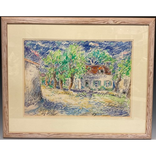 53 - Vic Stiller (French 1902-1974)
French Cottage, an impression,
signed, pastel, 38cm x 52cm.