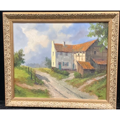 54 - Bernhard Laarhoven (b.1912)
A Dutch Farmhouse
signed, oil on canvas, 49cm x 60cm
