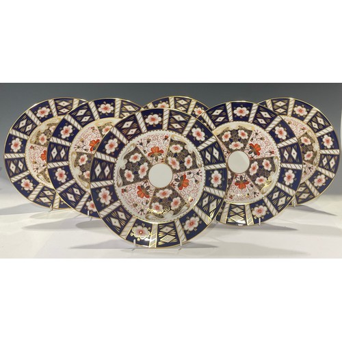 74 - A set of six Royal Crown Derby Imari 2451 pattern dinner plates, second quality, printed marks in re... 