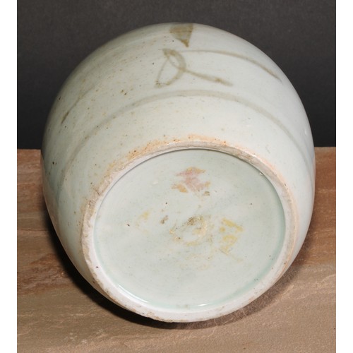 96 - A Korean ovoid ginger jar, 16cm high, 19th century