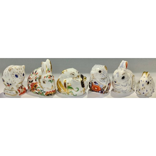 178 - A set of four Royal Crown Derby Paperweights, Meadow Rabbit, Bunny, Poppy Mouse, Derby Dormouse, Col... 