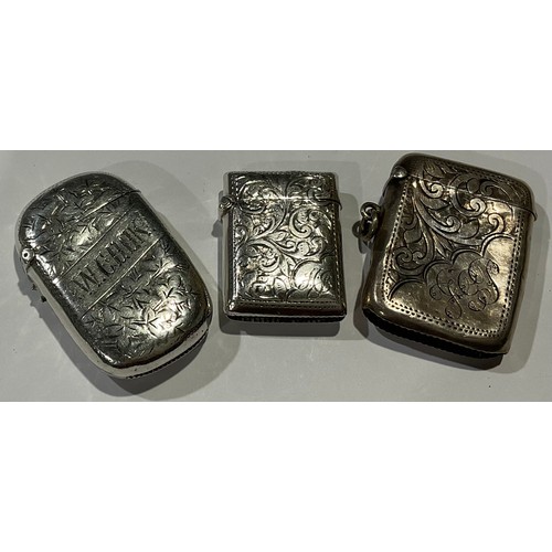 A silver vesta case, Birmingham 1905; others, Birmingham 189...
