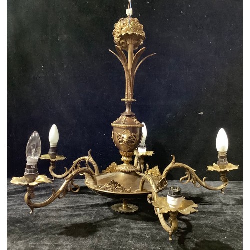 422 - An Empire style gilt metal five branch electrolier, approx.  57cm high