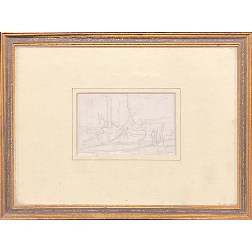 266 - After LS Lowry
Fishing Boats
bears signature, pencil sketch, 6cm x 9.5cm