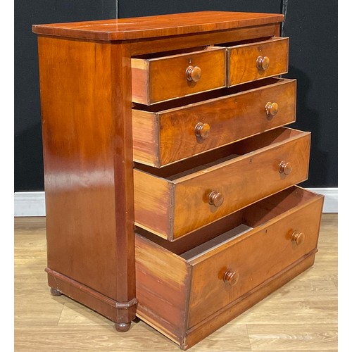 208 - A Victorian chest, of two short and three long graduated drawers, 112.5cm high, 107cm wide, 47.5cm d... 