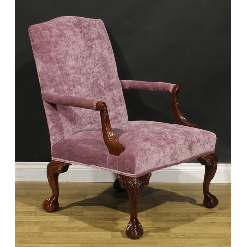 110A - A contemporary George III Revival Gainsborough armchair, 102cm high, 72cm wide, the seat 56cm wide a... 