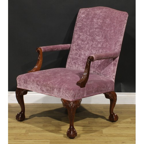 110A - A contemporary George III Revival Gainsborough armchair, 102cm high, 72cm wide, the seat 56cm wide a... 