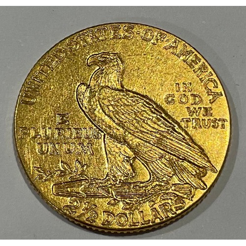 924 - Coins - an American gold $2 1/2 coin, Native American head, 1909