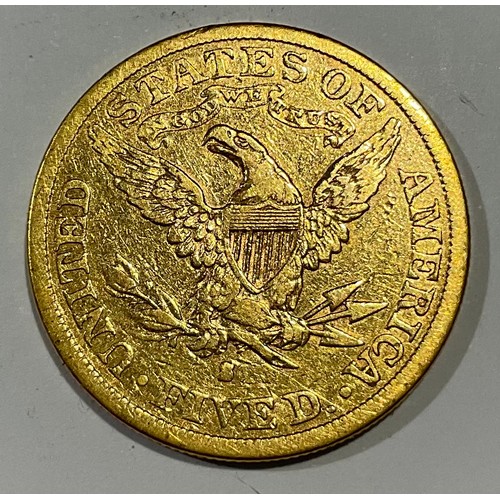 928 - Coins - an American gold $5 coin, 1881