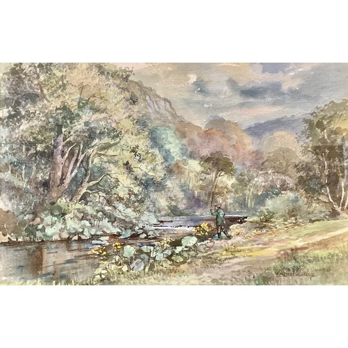 225A - Michael Crawley
Fishing, Cheedale, Derbyshire
signed, watercolour, 26cm x 40cm