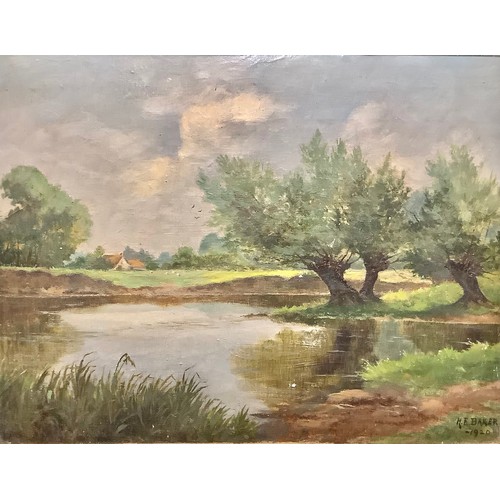 270A - Harold F. Read (early 20th century)
A pair, Colwick Weir, Notts, signed, oil on canvas, 60cm x 34cm;... 