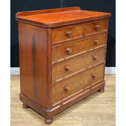 105A - A Victorian mahogany chest, of two short and three long graduated drawers, 115.5cm high, 111.5cm wid... 