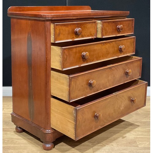 105A - A Victorian mahogany chest, of two short and three long graduated drawers, 115.5cm high, 111.5cm wid... 