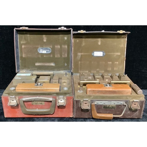 949 - Scientific Instruments - a set of calibration weights, cased, mid 20th century; another (2)