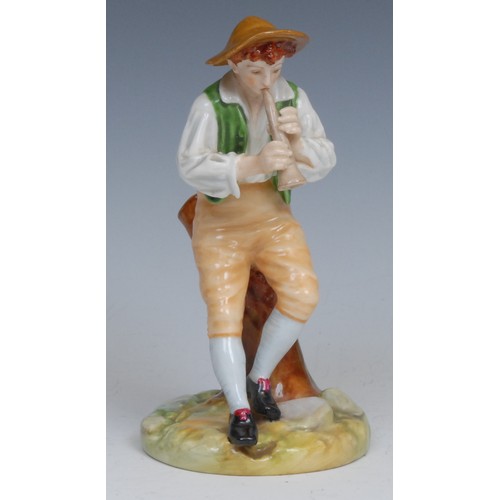 83 - A Royal Worcester figure, of Strephon, modelled by James Hadley, decorated in polychrome, 15cm high,... 