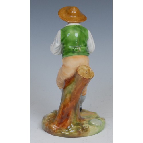 83 - A Royal Worcester figure, of Strephon, modelled by James Hadley, decorated in polychrome, 15cm high,... 