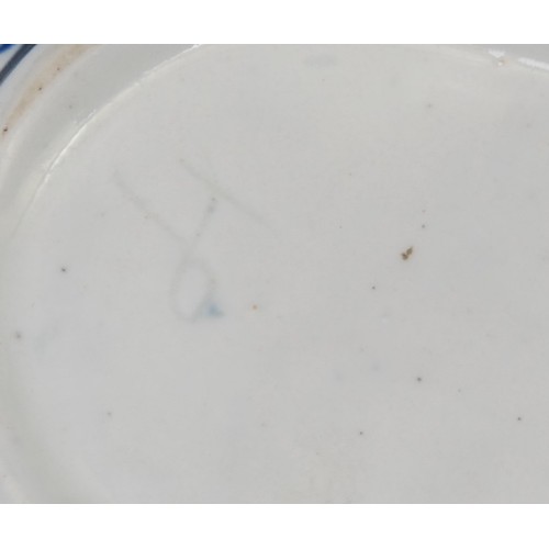 105 - A Worcester lobed ovoid sauceboat, decorated in underglaze blue with Full Moon pattern, cell banded ... 