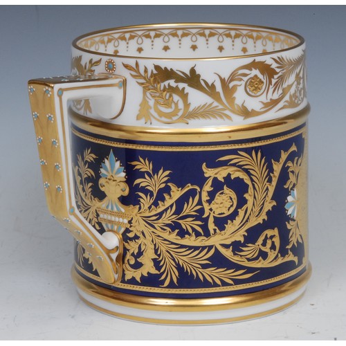 146 - A Lynton porter mug, painted by Stefan Nowacki, signed, with a seascape, tall ships on choppy waters... 