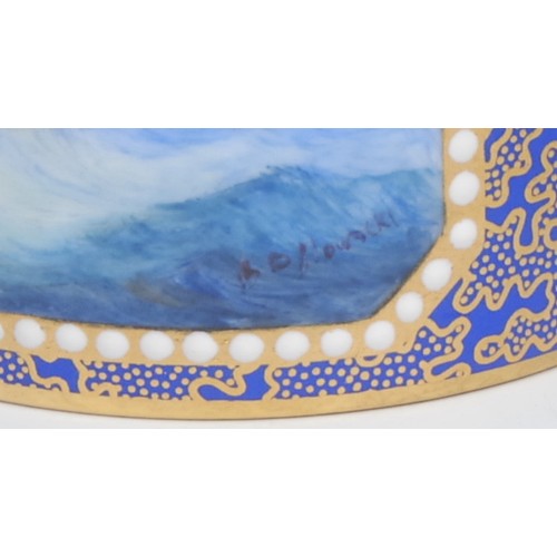 144 - A Lynton Porcelain hand painted coffee can and saucer, British Man of Warships on the high seas, pai... 