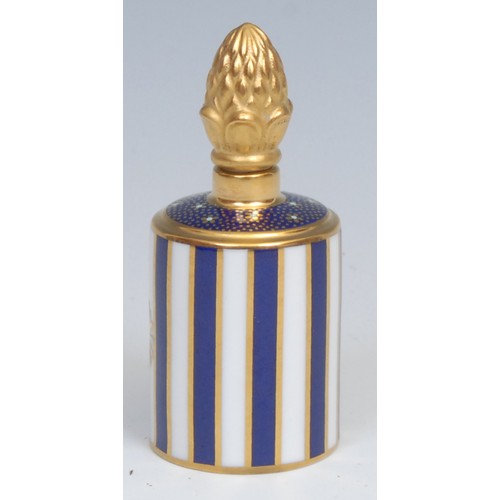 145 - A Lynton Porcelain hand painted scent bottle, painted with musical curled horn and floral panel, by ... 