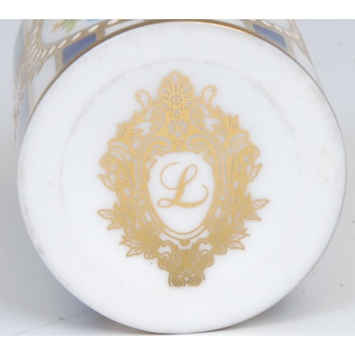 145 - A Lynton Porcelain hand painted scent bottle, painted with musical curled horn and floral panel, by ... 