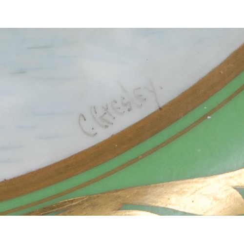 131 - A Royal Crown Derby plate, painted by Cuthbert Gresley, signed, View of St Alkmunds Church from St M... 