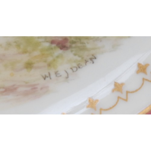 132 - A Royal Crown Derby plate, painted by WEJ Dean, signed, Buxton, 26.5cm, printed mark in red