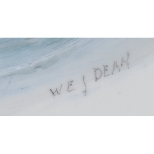 125 - A pair of Royal Crown Derby shaped circular plates, painted by WEJ Dean, signed, Tall Ships on Chopp... 