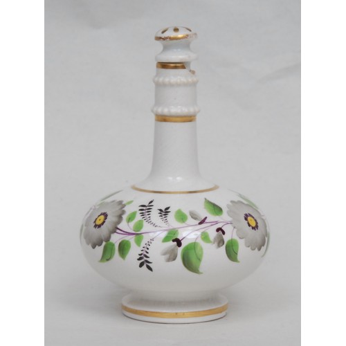 133 - A Sampson Hancock Derby ovoid scent bottle, painted in the Imari palette, 9cm high, red mark; anothe... 