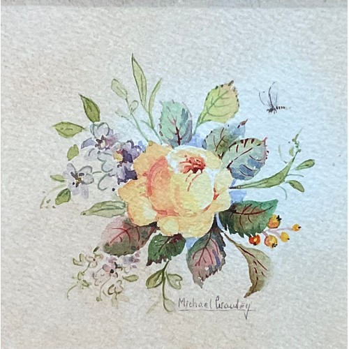 136 - Michael Crawley, a set of four, studies for porcelain, 8.5cm x 8.5cm